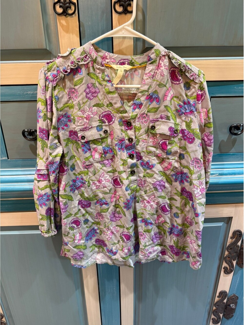 Matilda Jane Thinking Out Loud Floral Cotton Blend Long Sleeve Blouse XS